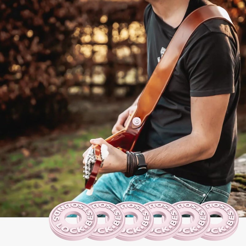 BestSounds Guitar Strap Blocks, 6PCS Premium Silicone Safety Locks (Pink) - Image 4